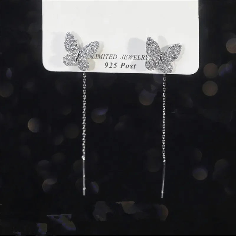 2022 Inlaid Zircon Butterfly Earrings Delicate Simple Golden Butterfly Earrings Personalized Jewelry Earrings Anniversary Gift