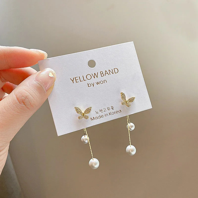 2022 Inlaid Zircon Butterfly Earrings Delicate Simple Golden Butterfly Earrings Personalized Jewelry Earrings Anniversary Gift
