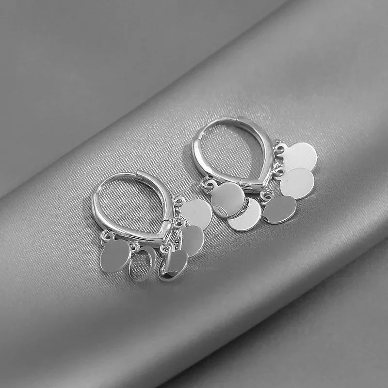 2024 New Fashion Golden Sequins Metal Tassel Hoop Earrings Luxury Trendy Temperament Earrings for Women Jewelry Gifts Wholesale