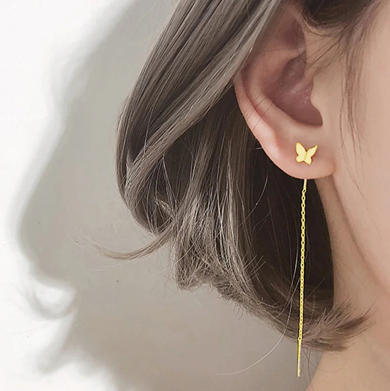 2022 Inlaid Zircon Butterfly Earrings Delicate Simple Golden Butterfly Earrings Personalized Jewelry Earrings Anniversary Gift