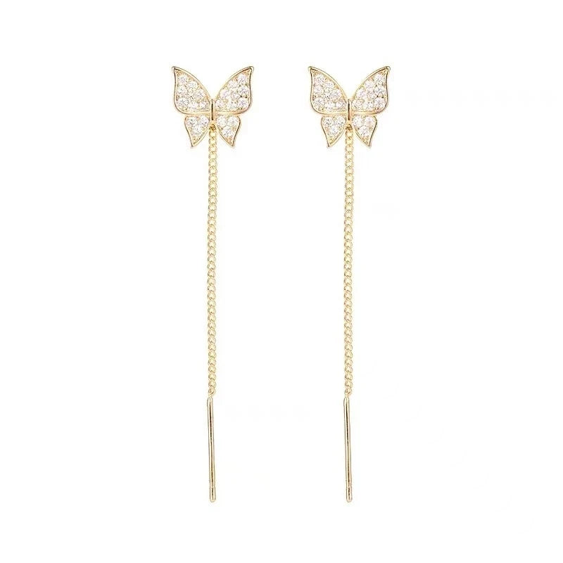 2022 Inlaid Zircon Butterfly Earrings Delicate Simple Golden Butterfly Earrings Personalized Jewelry Earrings Anniversary Gift